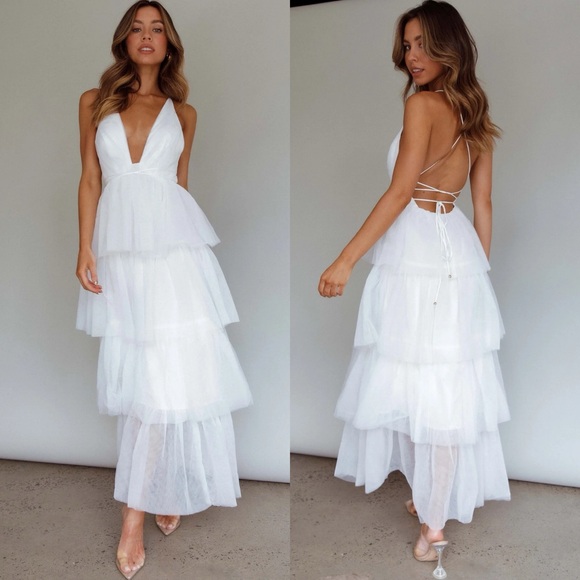 *24 HOUR SALE* A Bridal Moment White Tulle Maxi Dress - Picture 4 of 9